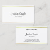 Carte De Visite Script Élégant calligraphie moderne Plain Luxe (Devant / Derrière)