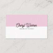 Carte De Visite Script Élégant de Coiffeur Blanc & Rose Minimal (Dos)