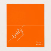 Carte De Visite script élégant en néon orange (Extérieur déplié)