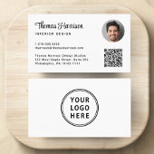 Carte De Visite Script élégant Logo professionnel QR Code Photo