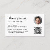 Carte De Visite Script élégant Logo professionnel QR Code Photo (Devant)