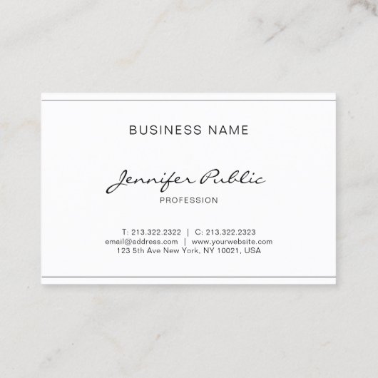 Carte De Visite Script élégant moderne Design simple Beau (Dos)