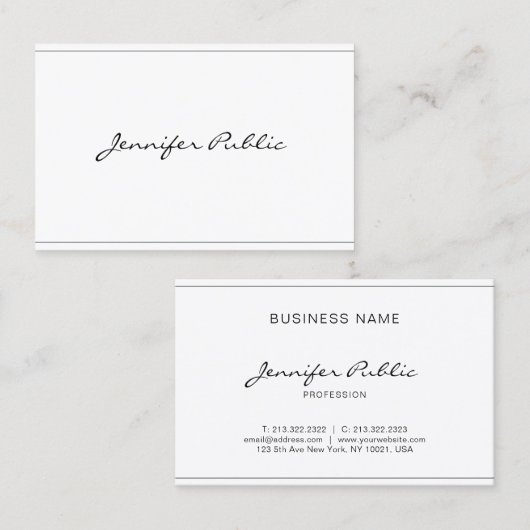 Carte De Visite Script élégant moderne Design simple Beau (Devant / Derrière)