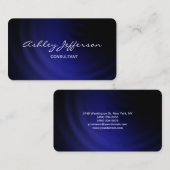 Carte De Visite Script élégant Night Blue Professional tendance (Devant / Derrière)