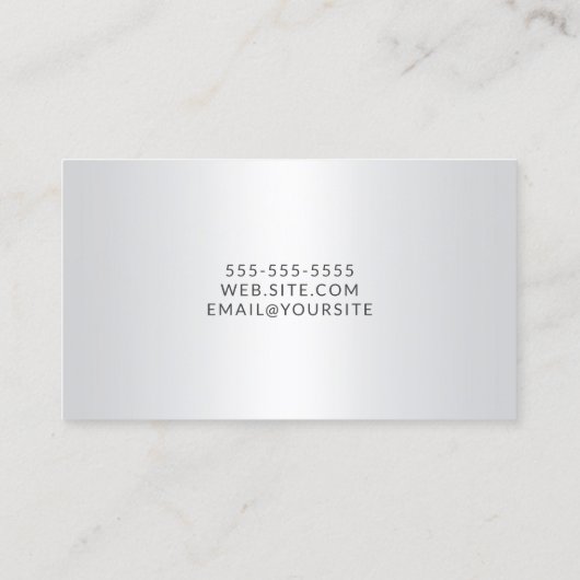 Carte De Visite Script élégant Ombre blanc gris clair (Dos)