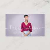 Carte De Visite Script Élégant Photo Professionnel Moderne Simple (Devant)