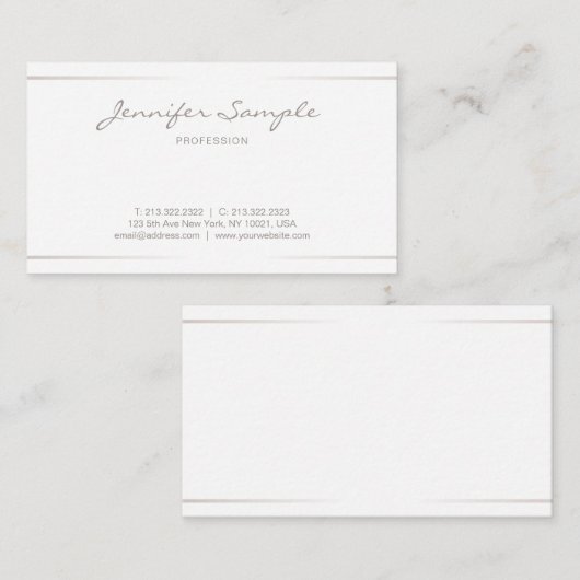 Carte De Visite Script élégant professionnel moderne soyeux (Devant / Derrière)