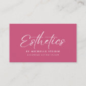 Carte De Visite Script Esthétique Rose Élégant Esthéticienne Diplô (Devant)
