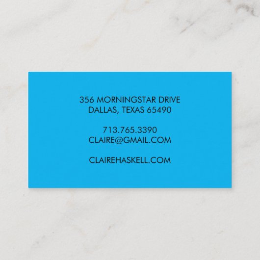 Carte De Visite Script fantaisie Gras Bleu Clair Chic Minimal (Dos)