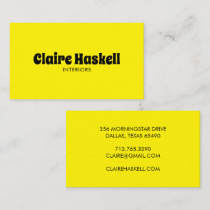 Carte De Visite Script fantaisie Gras brillant Jaune Chic Minimal