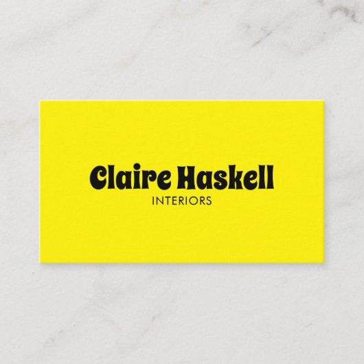 Carte De Visite Script fantaisie Gras brillant Jaune Chic Minimal (Devant)