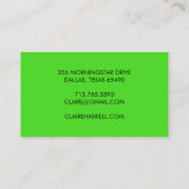 Carte De Visite Script fantaisie Gras Lime Vert Chic Minimal (Dos)