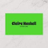 Carte De Visite Script fantaisie Gras Lime Vert Chic Minimal (Devant)