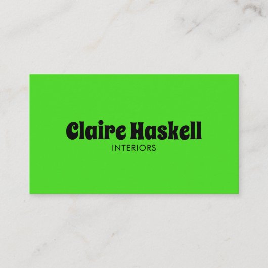 Carte De Visite Script fantaisie Gras Lime Vert Chic Minimal (Devant)