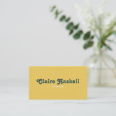 Carte De Visite Script fantaisie moutarde Jaune Turquoise Chic Min (Debout devant)