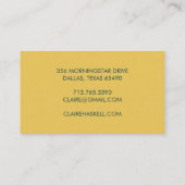Carte De Visite Script fantaisie moutarde Jaune Turquoise Chic Min (Dos)