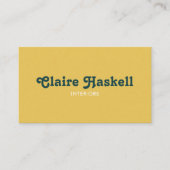 Carte De Visite Script fantaisie moutarde Jaune Turquoise Chic Min (Devant)