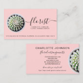 Carte De Visite script fleuriste moderne tropical cactus photo ros (Devant / Derrière)