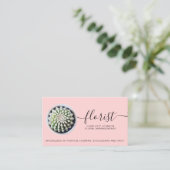 Carte De Visite script fleuriste moderne tropical cactus photo ros (Debout devant)