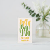carte de visite script fleurs bohème groovy (Debout devant)