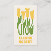 carte de visite script fleurs bohème groovy (Devant)