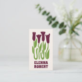 carte de visite script fleurs boho groovy (Debout devant)