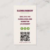 carte de visite script fleurs boho groovy (Dos)