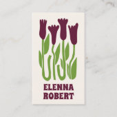 carte de visite script fleurs boho groovy (Devant)
