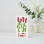carte de visite script fleurs boho groovy (Debout devant)