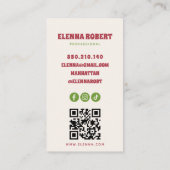 carte de visite script fleurs boho groovy (Dos)