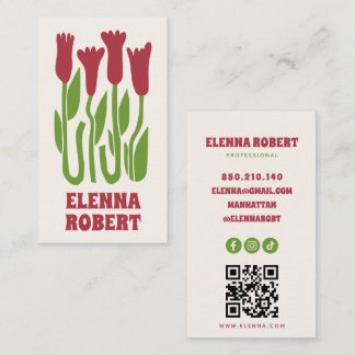 carte de visite script fleurs boho groovy