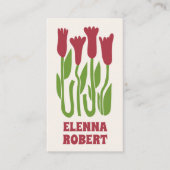 carte de visite script fleurs boho groovy (Devant)