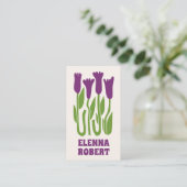 carte de visite script fleurs boho groovy (Debout devant)