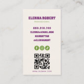 carte de visite script fleurs boho groovy (Dos)