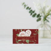 Carte De Visite Script Floral Rouge Bourgogne Or | Wedding planner (Debout devant)