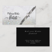 Carte De Visite script flutiste sur fausse parties scintillant (Devant / Derrière)