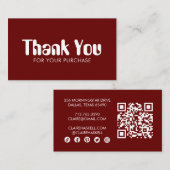Carte De Visite Script funky Chic Commande de vin Merci QR minimal (Devant / Derrière)