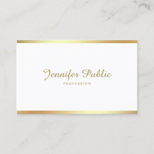 Carte De Visite Script Gold Calligraphie Moderne Sophistiqué Plain (Devant)