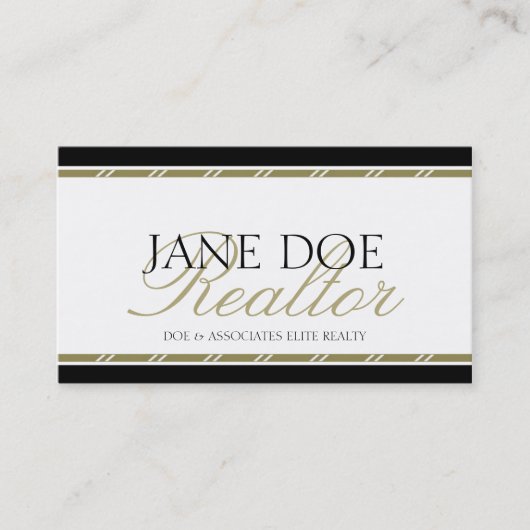 Carte De Visite Script Gold de l'agent immobilier Realker Broker (Devant)