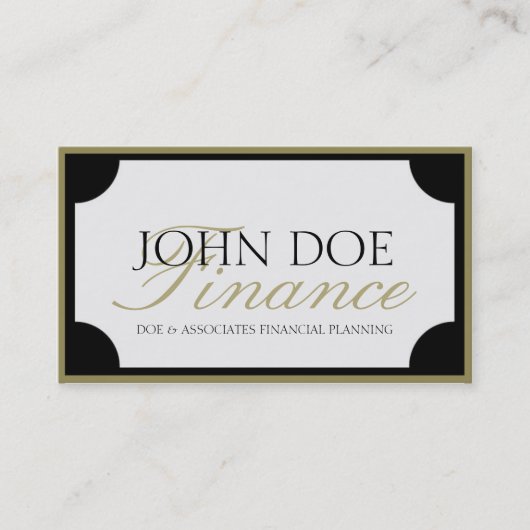 Carte De Visite Script Gold du gestionnaire financier/bordure (Devant)
