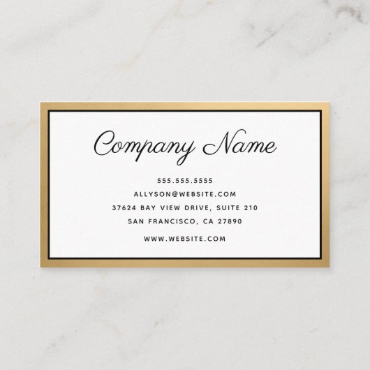 Carte De Visite Script Gold Foil de luxe (Dos)