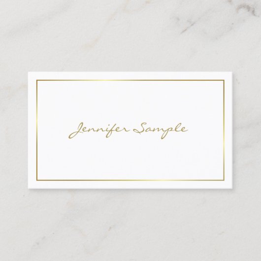 Carte De Visite Script Gold manuscrit tendance Glam Luxury Plain (Devant)