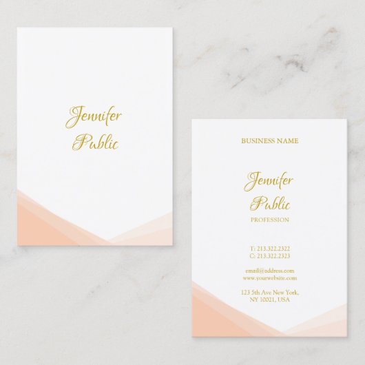 Carte De Visite Script Gold manuscrit tendance Modèle moderne (Devant / Derrière)