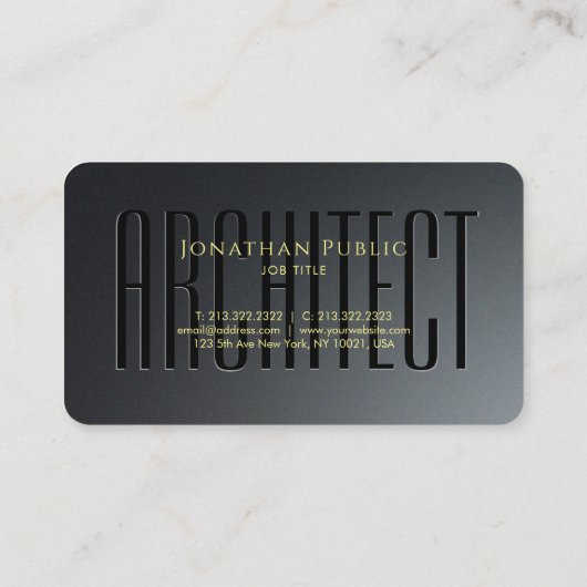 Carte De Visite Script Gold personnalisé Architecte de script noir (Dos)