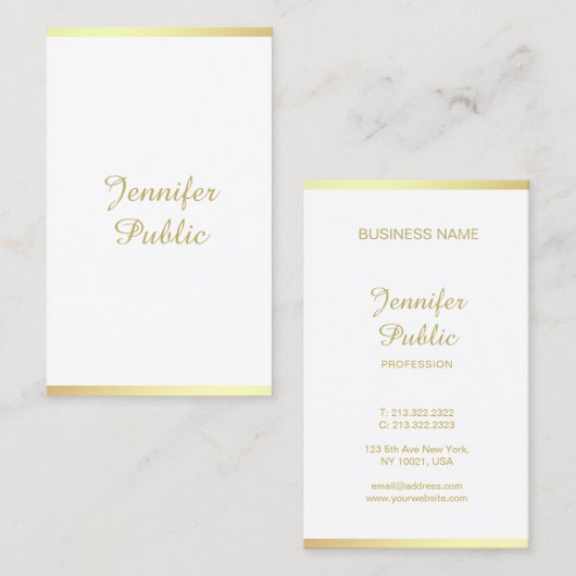 Carte De Visite Script Golden Calligraphie Creative Plutôt Moderne (Devant / Derrière)