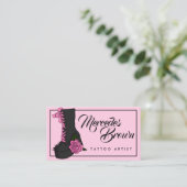 Carte De Visite Script gothique Boot Pink Tattoo Artiste (Debout devant)