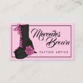 Carte De Visite Script gothique Boot Pink Tattoo Artiste (Devant)