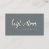 Carte De Visite Script gris bleu clair simple et moderne (Devant)