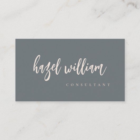 Carte De Visite Script gris bleu clair simple et moderne (Devant)