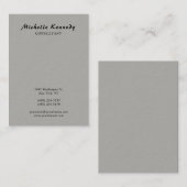 Carte De Visite Script gris simple simple moderne vertical (Devant / Derrière)